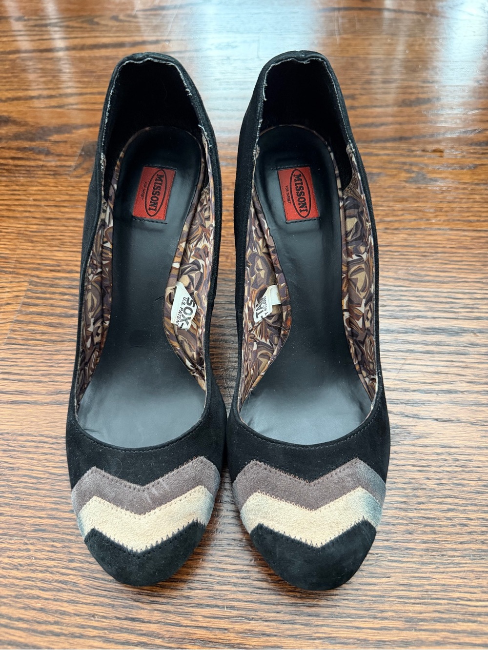 Missoni Black Suede Chevron Accent Pumps